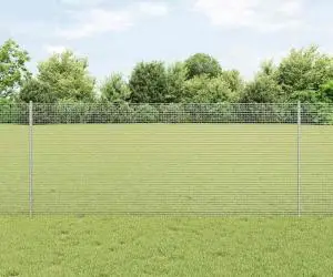 vidaXL Gard din plasă sudată cu 22 U posturi argintie 1x25 m oțel
