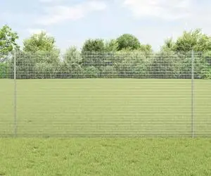 vidaXL Împrejmuire din sârmă sudată cu 22 de stâlpi U Argintie 1.2x25 m Oțel