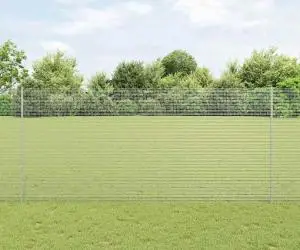 vidaXL Gard din sârmă sudată cu 22 U Poste Argintii 1,4x25 m Oțel