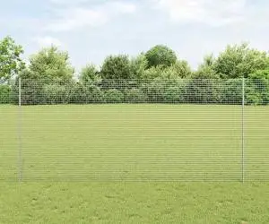 vidaXL Plasă sudată cu 22 de stâlpi U Argintie 1.4x25 m Oțel
