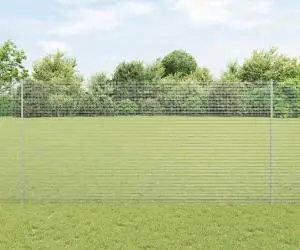 vidaXL Gard de Sârmă Sudată cu 22 de Stâlpi U Argintiu 1.6 x 25 m Oțel