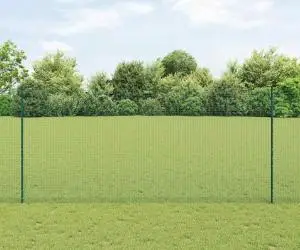 vidaXL Împrejmuire din sârmă sudată cu 5 U Posts Verde 1.4x10 m Oțel