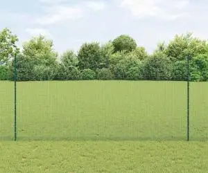 vidaXL Plasă Sudată cu 5 U Posturi Verzi 1.5x10 m Oțel