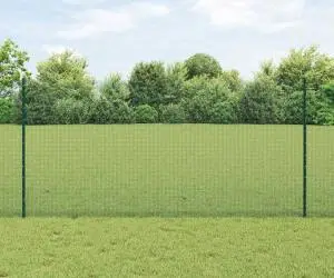 vidaXL Gard din sârmă sudată cu 11 Posturi U Verde 1.2x25 m Oțel