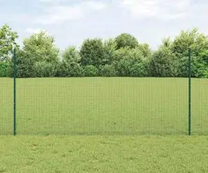 vidaXL Îngrădire din Sârmă Sudată cu 11 Stâlpi U Verde 1.2x25 m Oțel