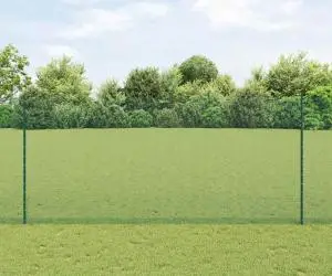 vidaXL Gard din sârmă sudată cu 11 stâlpi U Verde 1.4x25 m Oțel