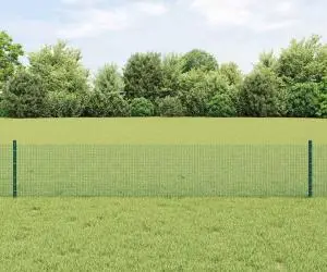 vidaXL Gard din sârmă sudată cu 22 de stâlpi U Verde 0.4x50 m Oțel