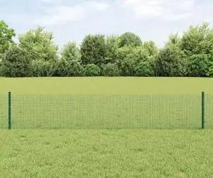 vidaXL Împrejmuire din Fir Sudat cu 22 de Posturi U Verde 0.4x50 m Oțel