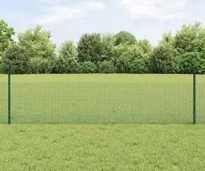 vidaXL Îngrădire cu plasă sudată cu 22 U Posts Verde 0.5x50 m Oțel