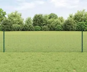 vidaXL Împrejmuire din Sârmă Sudată cu 22 U Posturi Verde 0.5x50 m Oțel
