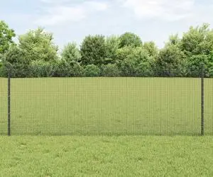 vidaXL Gard Fier Sudat cu 11 Stâlpi U Gri 0.8x25 m Oțel