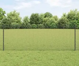 vidaXL Gard de Sârmă Sudată cu 11 Stâlpi U Gri 0.8x25 m Oțel