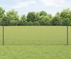 vidaXL Îngrădire din plasă sudată cu 11 stâlpi U Gri 0.8x25 m Oțel