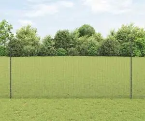 vidaXL Împrejmuire din fir sudat cu 44 stâlpi U Gri 1.5x50 m Oțel
