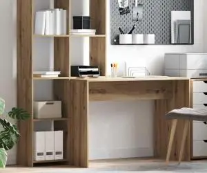 vidaXL Birou stejar artizanal 138.5 x 55 x 143 cm Lemn compozit