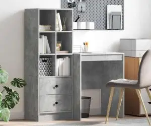 vidaXL Birou cu Stocare Gri din Beton Ingineresc