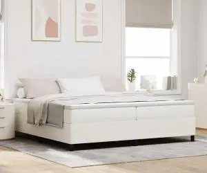 vidaXL Pat cu arcuri, crem, 200x200 cm, catifea raiată