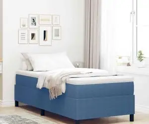 vidaXL Pat cu saltea Box Spring - Albastru, 80 x 200 cm, din corduroy