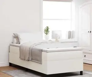 vidaXL Pat cu saltea Box Spring în crem, 90 x 200 cm, din catifea