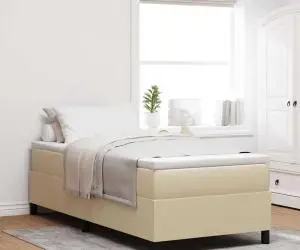 vidaXL Pat cu saltea box spring în verde deschis-gri, 100 x 200 cm, din țesătură de catifea.