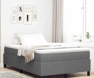 vidaXL Pat Box Spring cu saltea gri deschis - 120 x 200 cm din velur