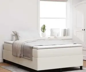 vidaXL Pat Box Spring cu saltea crem - 120 x 200 cm, din catifea