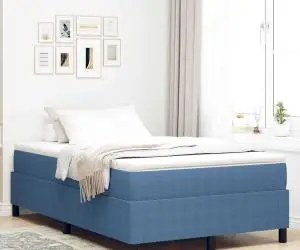 vidaXL Pat Box Spring cu Saltea Albastră, 120 x 200 cm, țesătură de corduroi.