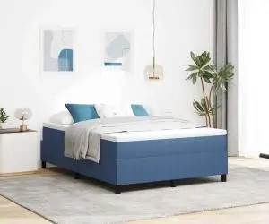 vidaXL Pat cu arcuri cu saltea albastră, 140 x 200 cm, din material de corduroy