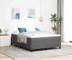 vidaXL Pat cu saltea , gri deschis, 140x200 cm, material corduroy
