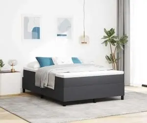 vidaXL Pat cu somier și saltea, gri închis – 160 x 200 cm, din catifea