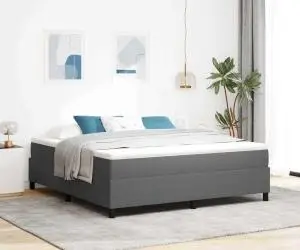 vidaXL Pat Box Spring cu saltea - gri deschis, Super King Size, din catifea