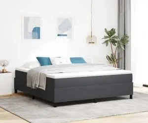 vidaXL Pat super king size cu arcuri elicoidale și saltea gri închis, făcut din țesătură de corduroy