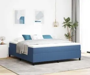 vidaXL Pat Box Spring cu saltea albastră, Super King, din material CORDUROY