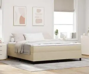vidaXL Pat tip Box Spring cu saltea în gri deschis, Super King, din catifea.