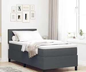 vidaXL Pat cu arcuri cu saltea gri închis 80x200 cm țesătură de corduroy