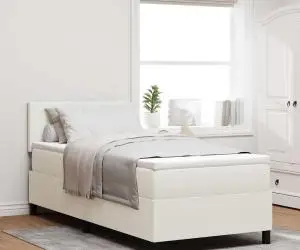 vidaXL Pat cu arc cu saltea crem 80x200 cm Țesătură de corduroy