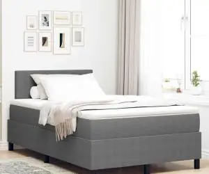 vidaXL Pat cu arcuri cu saltea Gri 120x200 cm Catifea