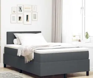 vidaXL Pat cu Arcuri - Gri Închis - 120x200 cm - Țesătură de Corduroy