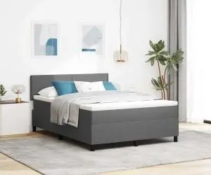 vidaXL Pat cu arcuri cu saltea Gri 140x200 cm Țesătură din corduroy