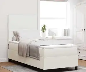 vidaXL Pat cu Box Spring cu Saltea Crem 80x200 cm Țesătură din corduroy
