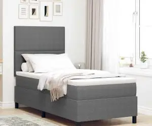 vidaXL Pat cu arcuri cu saltea gri deschis 90x200 cm țesătură de corduroy