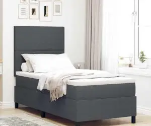 vidaXL Pat cu saltea gri închis 100x200 cm țesătură din corduroy