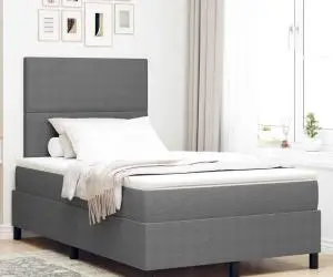 vidaXL Pat cu arcuri cu Saltea Gri Deschis 120x200 cm Țesătură de Corduroy