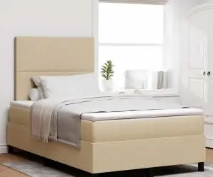 vidaXL Pat cu arcuri cu saltea Bej 120x200 cm Țesătură de catifea
