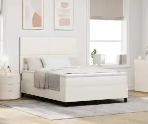 vidaXL Pat cu Somieră cu Saltea Crem 160x200 cm Catifea