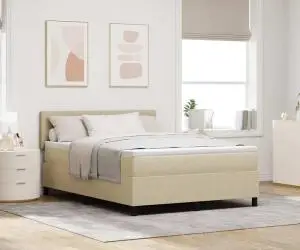 vidaXL Pat cu arcuri cu Saltea & Lumină LED Verde Gri 140x200 cm Țesătură din Corduroy