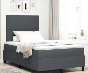 vidaXL Pat cu saltea și LED Gri închis 120x200 cm din țesătură corduroy