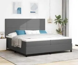 vidaXL Pat cu arcuri cu saltea & LED Gri 200x200 cm Țesătură de catifea