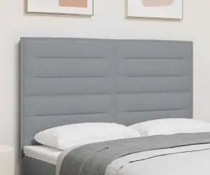vidaXL Tăblie Design Line Gri Deschis 160 cm Țesătură