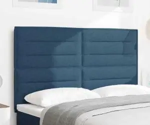vidaXL Tablier Design Linii Albastru 160 cm Țesătură